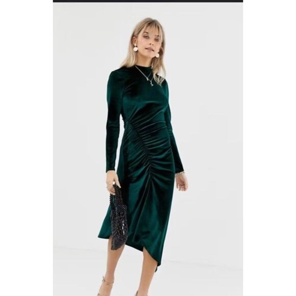 Reclaimed Vintage Women’s Emerald High Neck Dress Size 10 - Picture 1 of 8